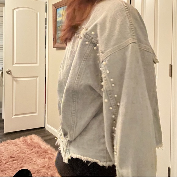 Denim Jacket with pearls and gems from boutique shop - Picture 6 of 6